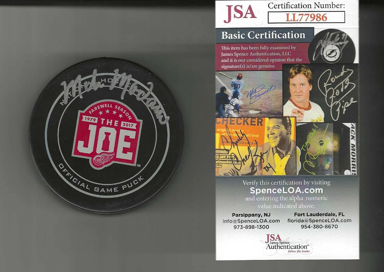 Mike Modano Signed Detroit Red Wings Joe Louis Arena Farewell Game Puck JSA COA
