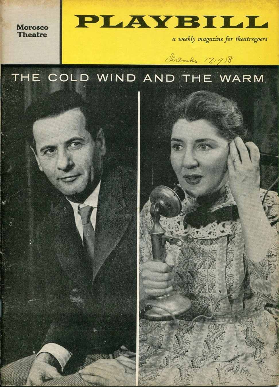Eli Wallach Maureen Stapleton Suzanne Pleshette Cold Wind And The Warm Playbill
