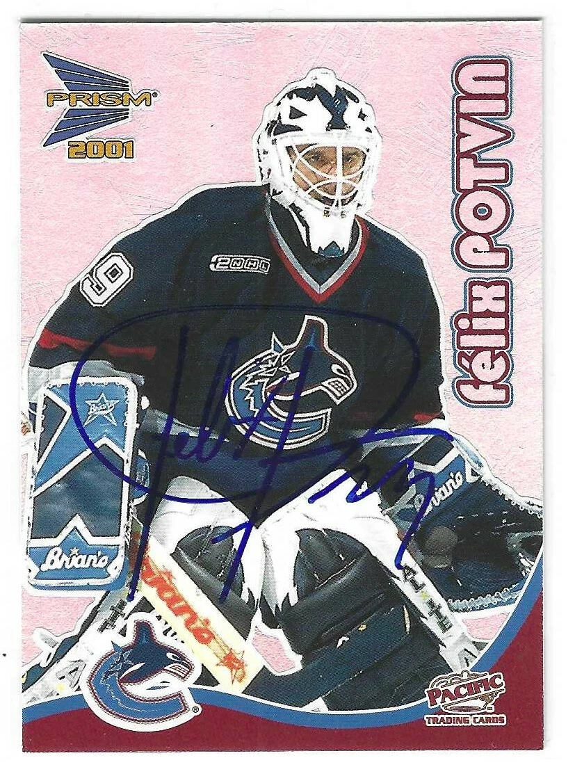 Felix Potvin Signed 2000/01 Pacific Prism Card #35 Vancouver Canucks

