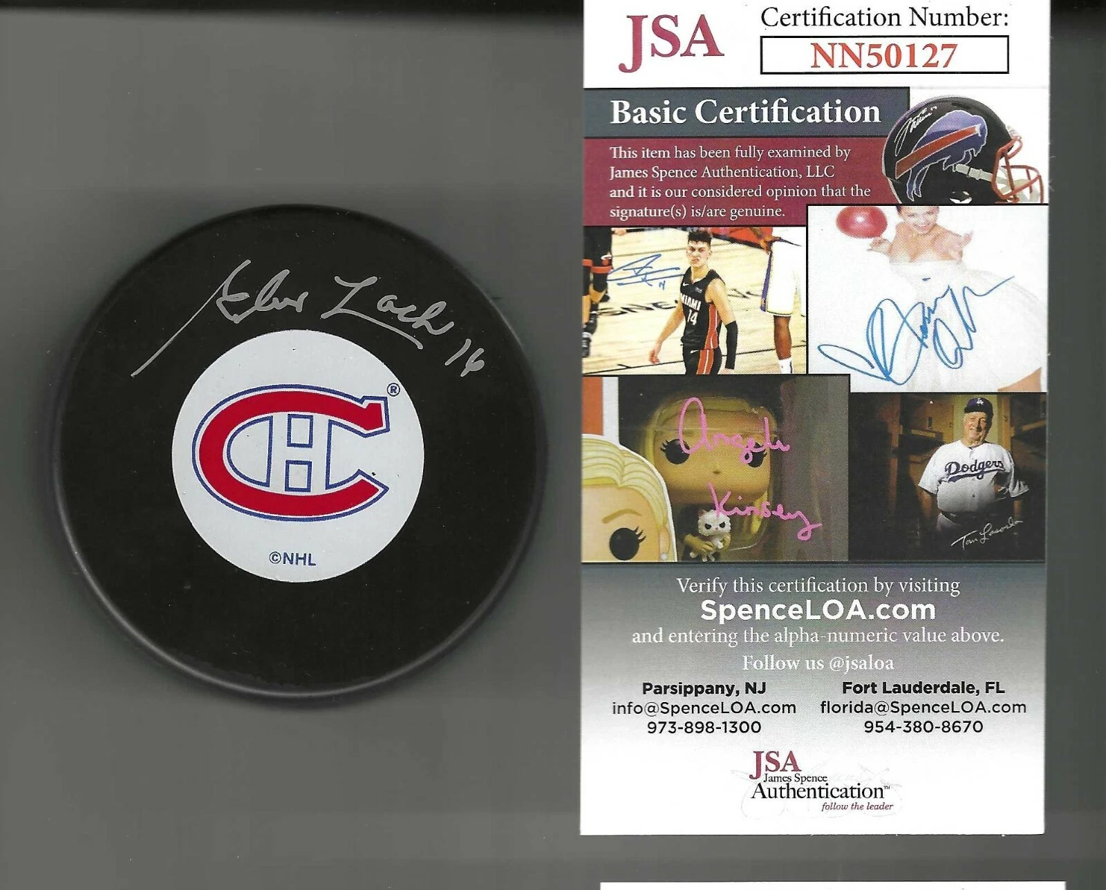 Elmer Lach Signed Montreal Canadiens Puck JSA COA
