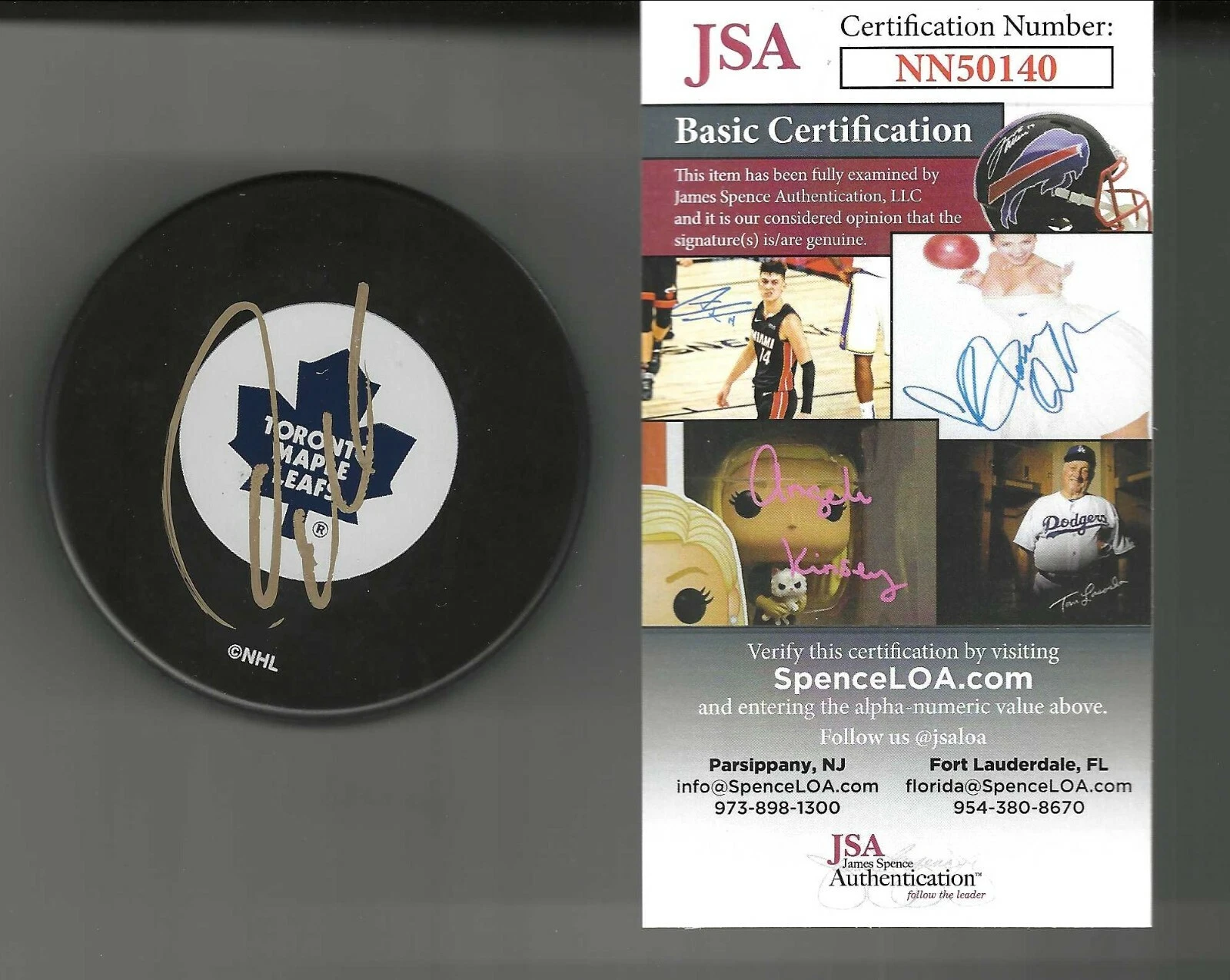 Owen Nolan Signed Toronto Maple Leafs Puck JSA COA
