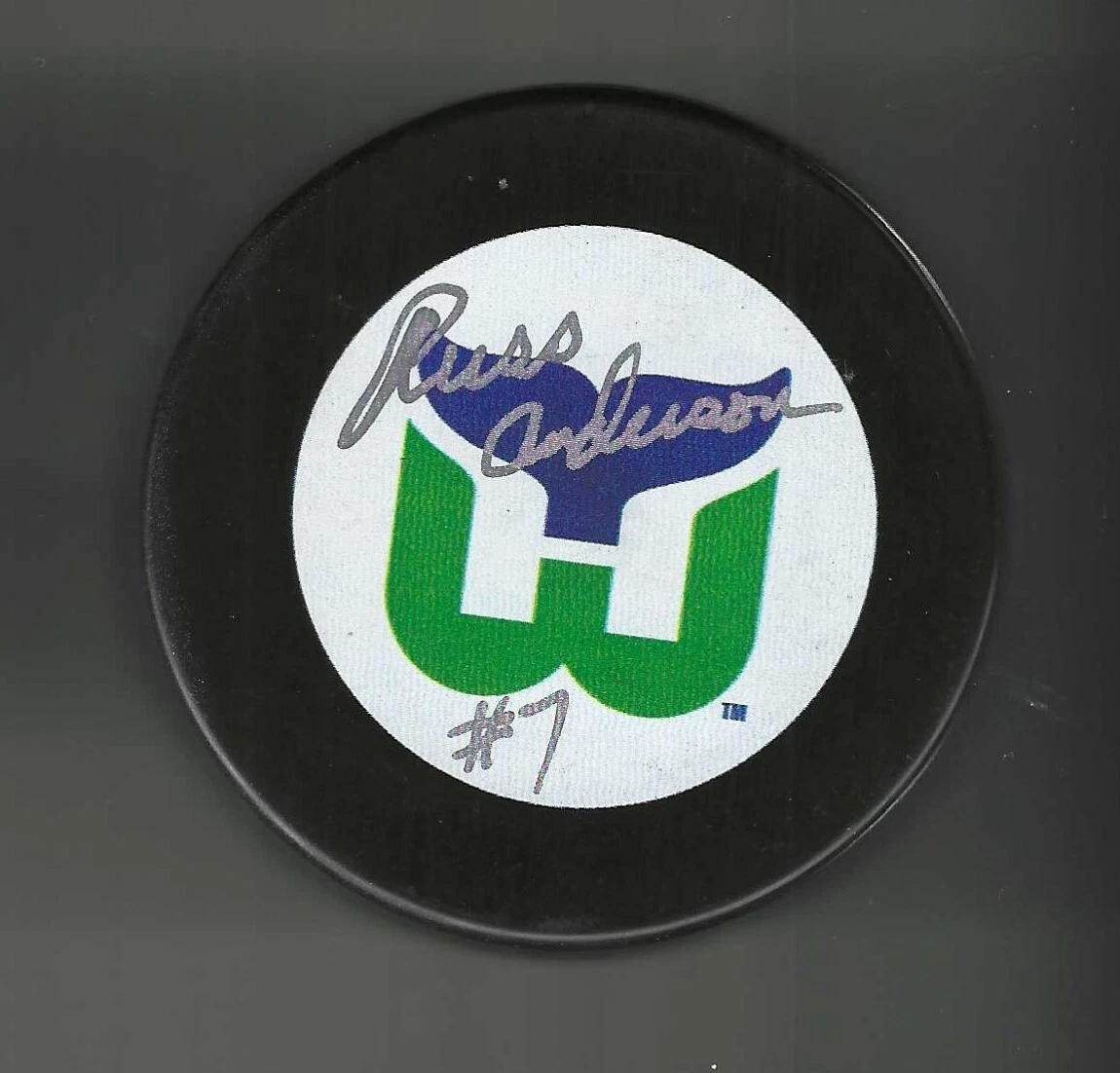 Russ Anderson Signed Hartford Whalers Puck
