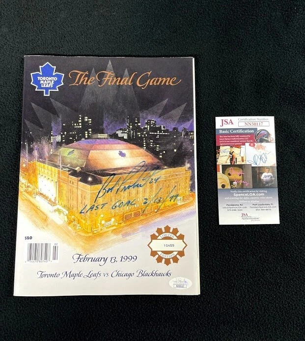 Bob Probert Signed & Inscribed Maple Leaf Gardens Final Game Program JSA COA
