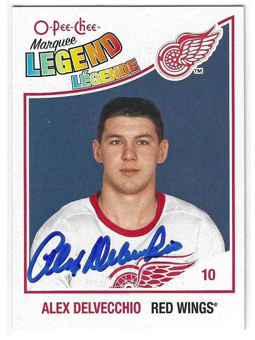 Alex Delvecchio Signed 2010/11 O-Pee-Chee Legend Card #579 Detroit Red Wings
