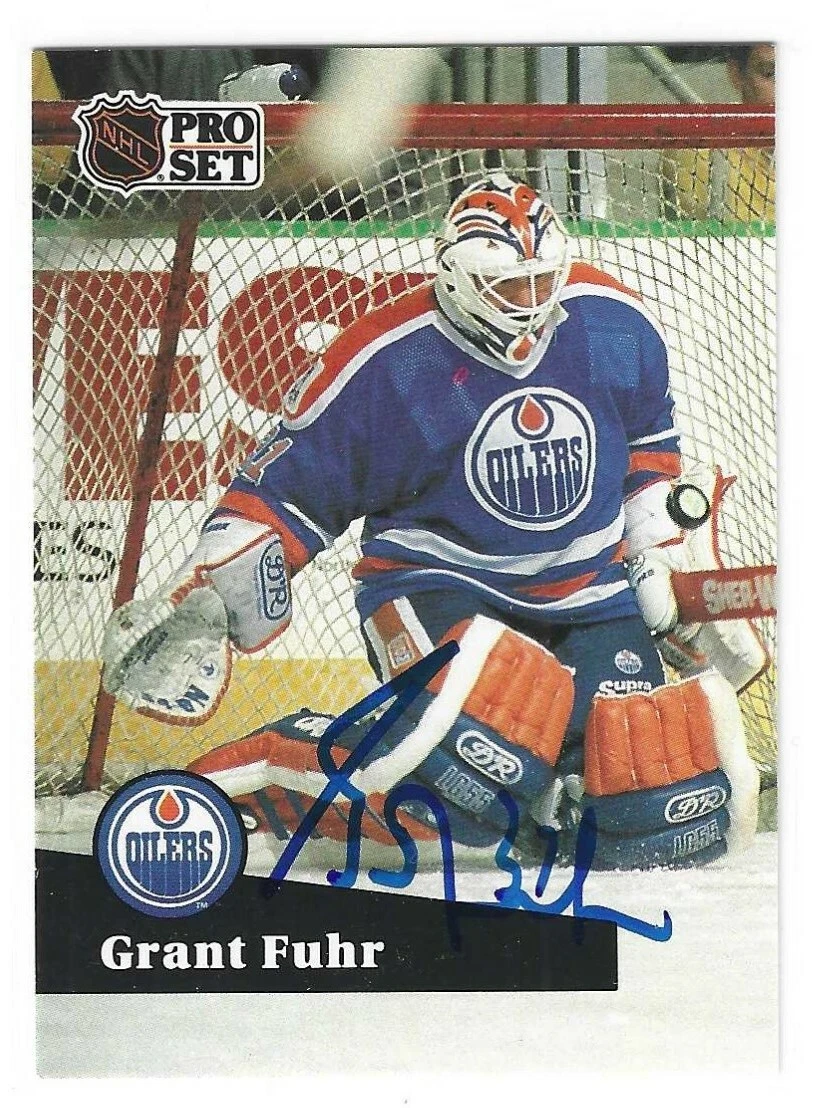 Grant Fuhr Signed 1991/92 Pro Set French Card #78 Edmonton Oilers
