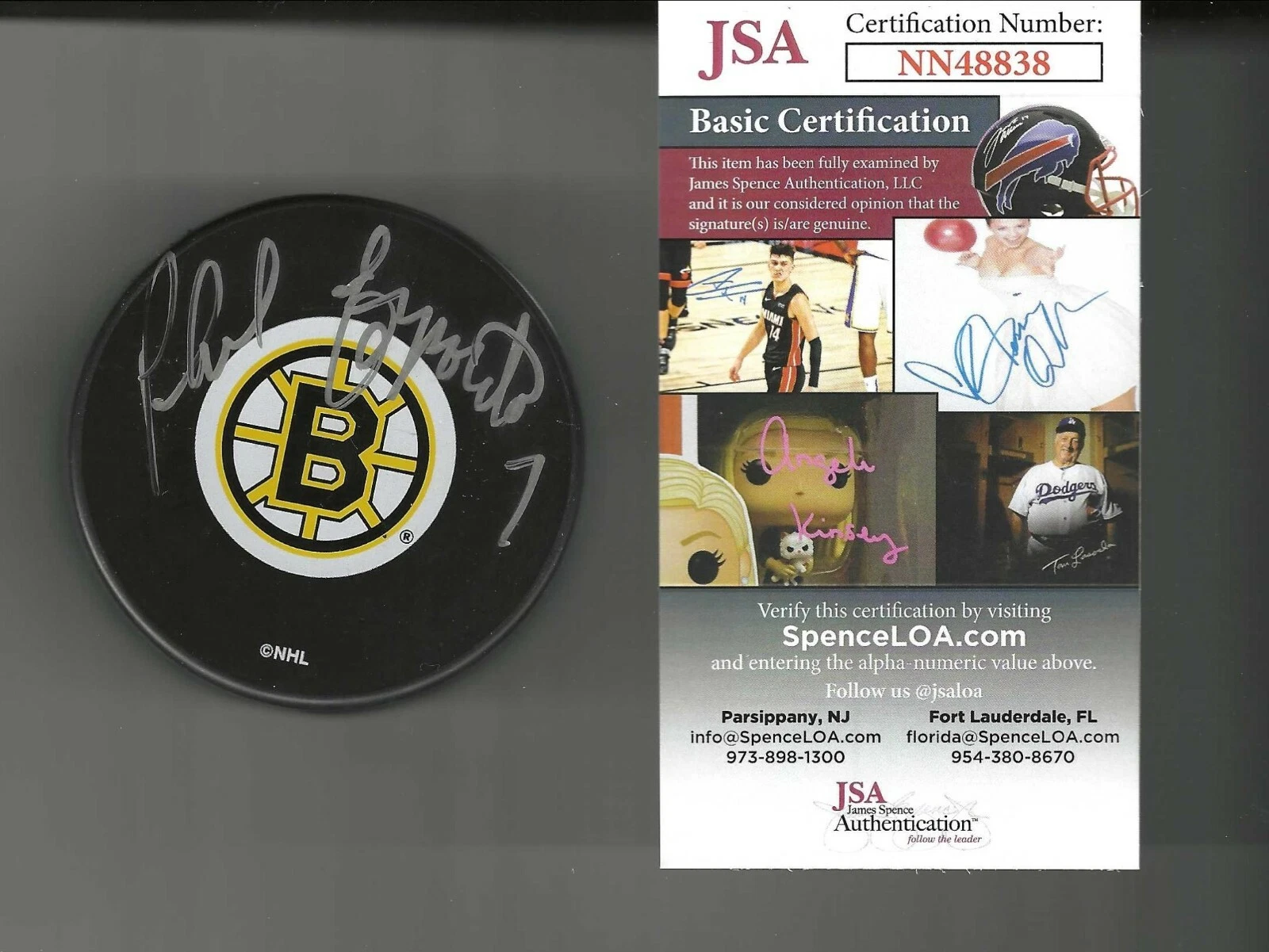 Phil Esposito Signed Boston Bruins Puck JSA COA
