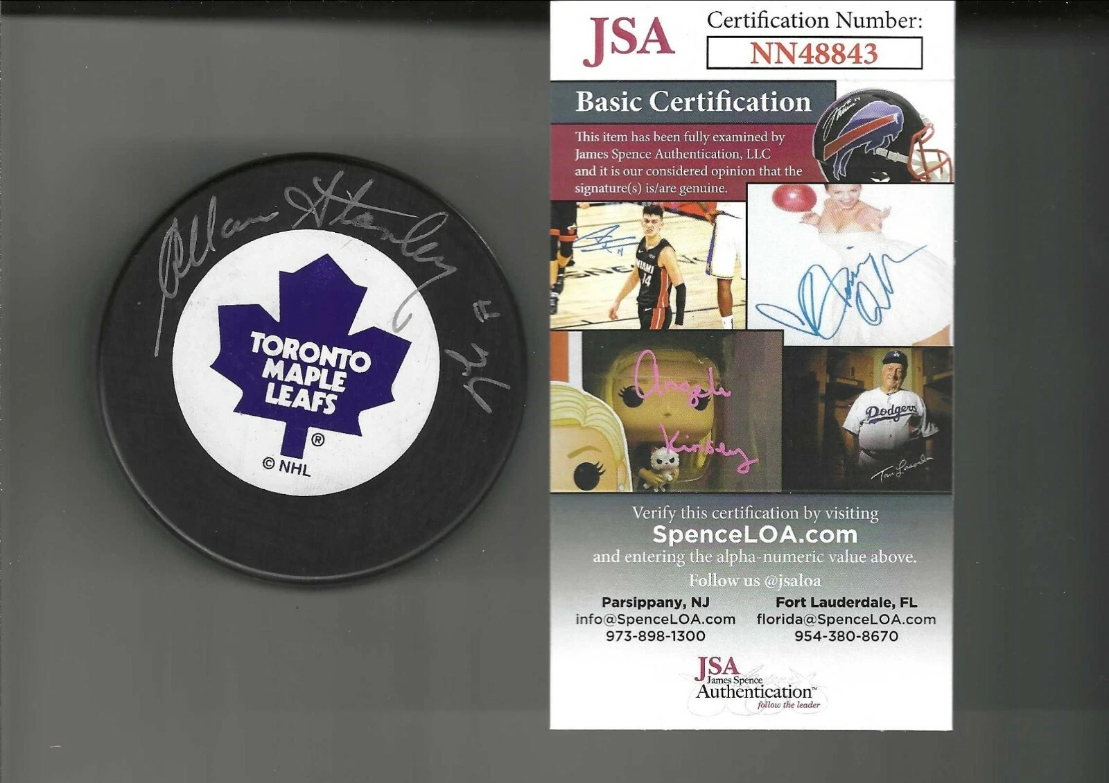 Allan Stanley Signed Toronto Maple Leafs Trench Puck JSA COA NN48843
