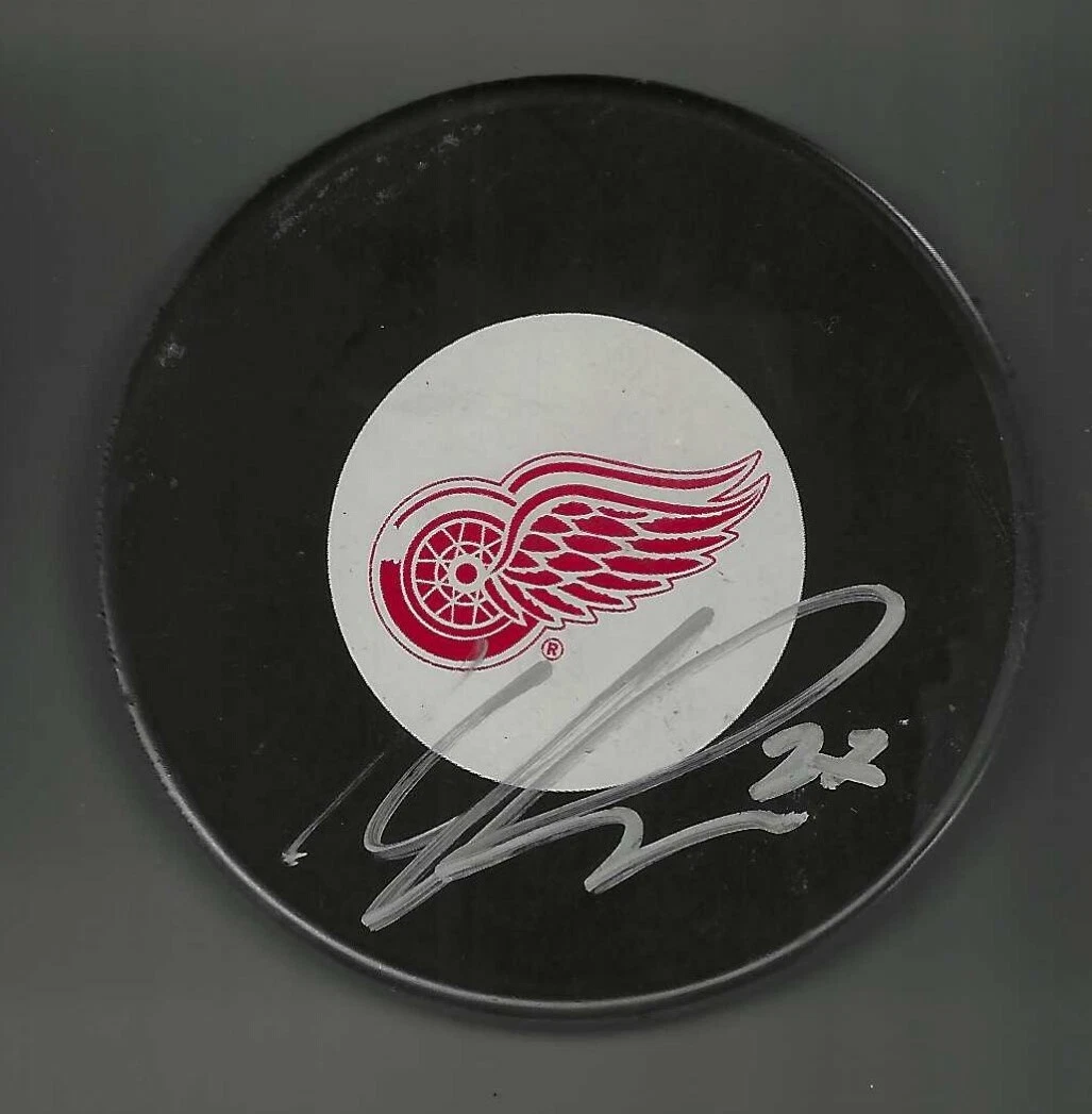 Michael Rasmussen Signed Detroit Red Wings Puck Signed On Bottom
