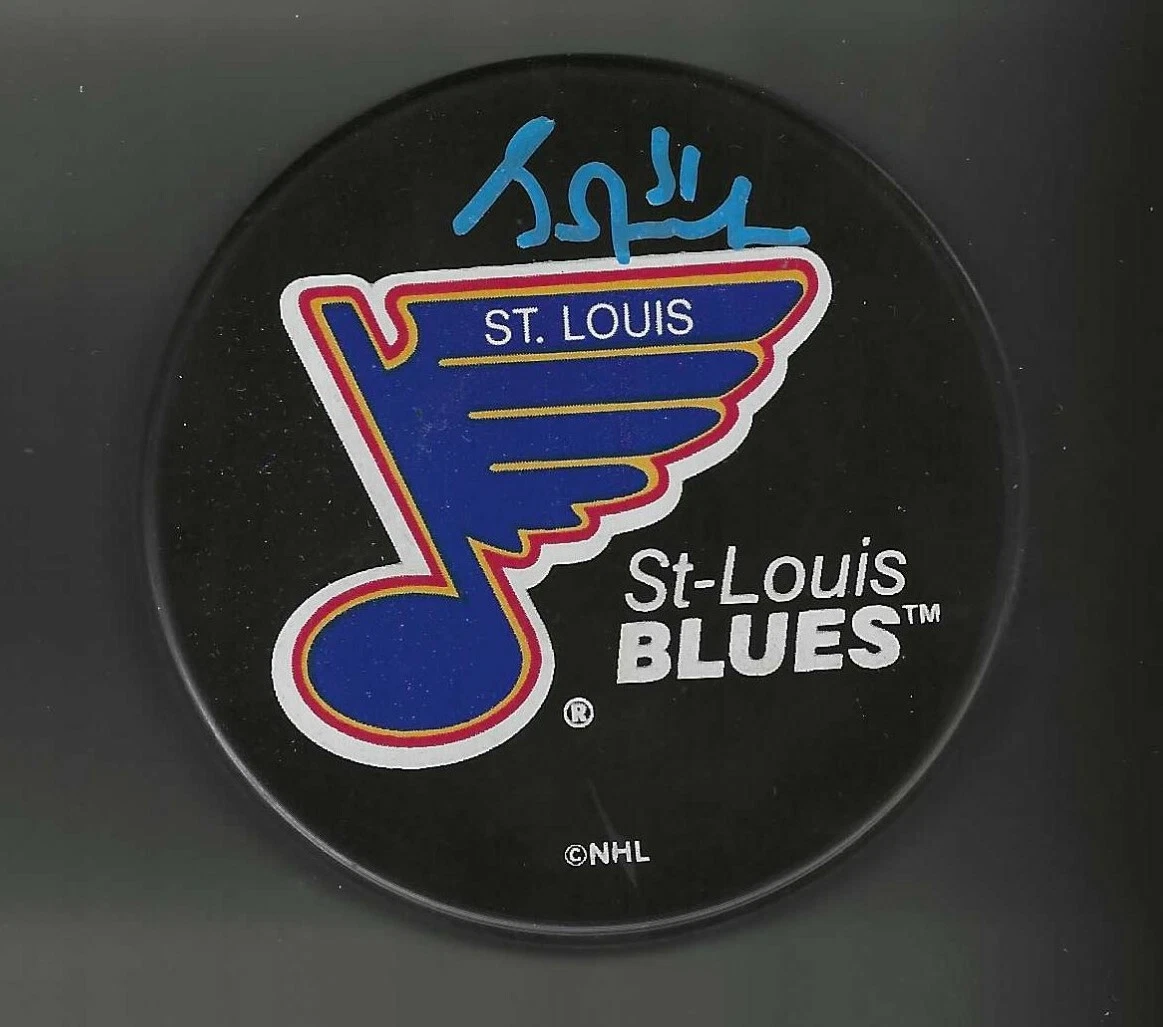Grant Fuhr Signed St Louis Blues Souvenir Puck Signed In Blue
