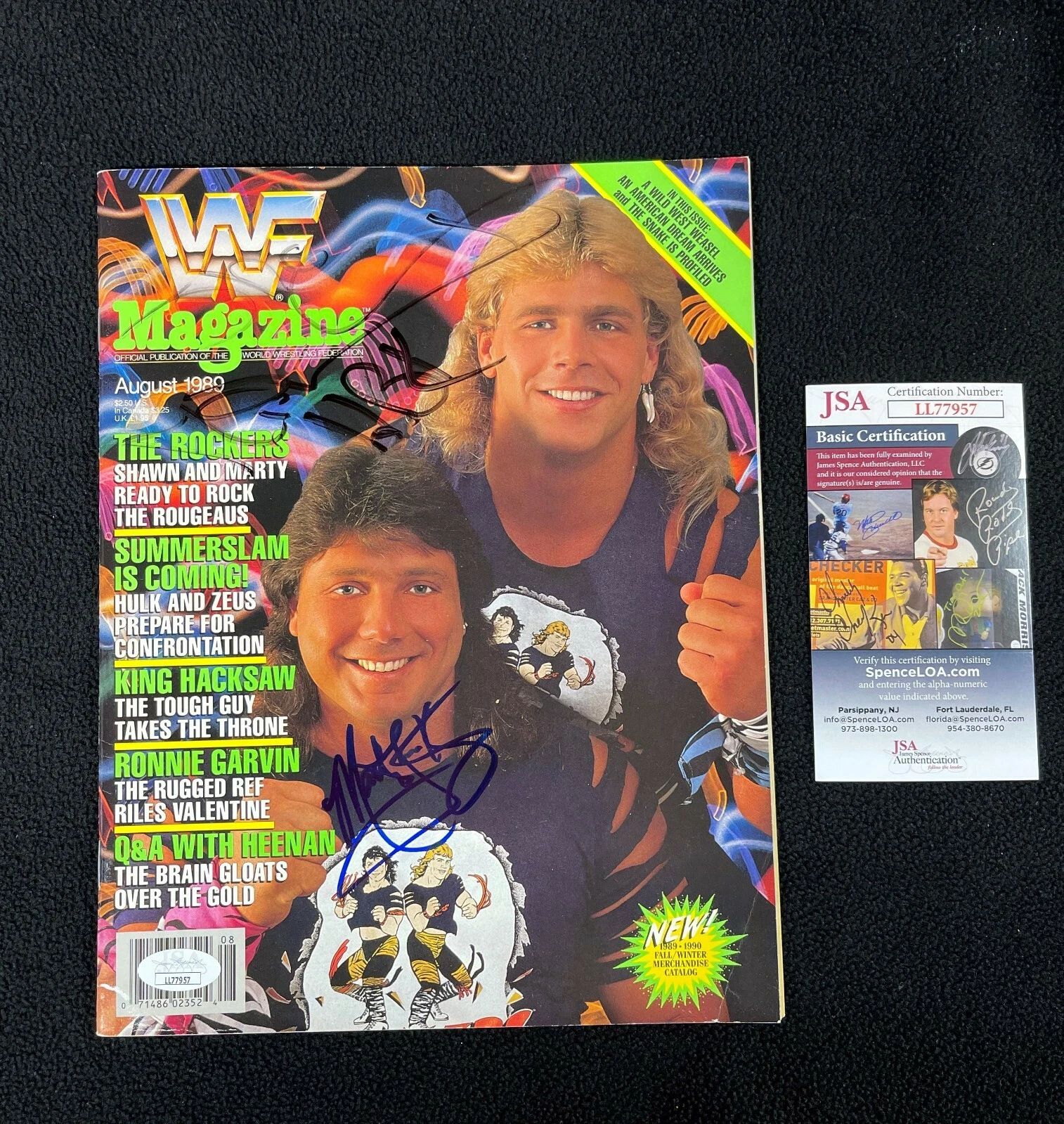 The Rockers Shawn Michaels & Marty Janetty Signed WWF 1991 Magazine JSA COA WWE
