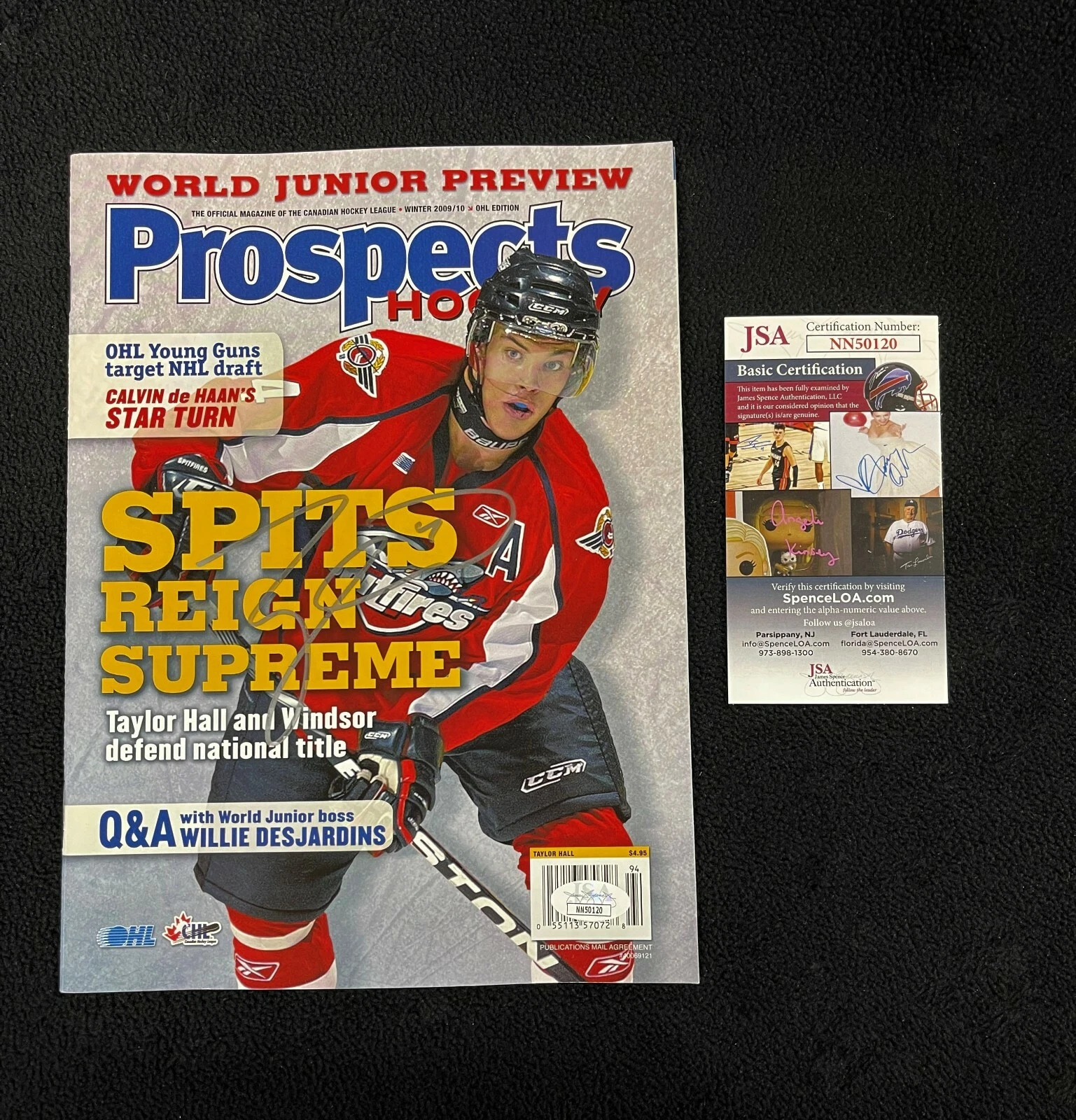 Taylor Hall Signed Windsor Spitfires Prospects Magazine JSA COA Boston Bruins
