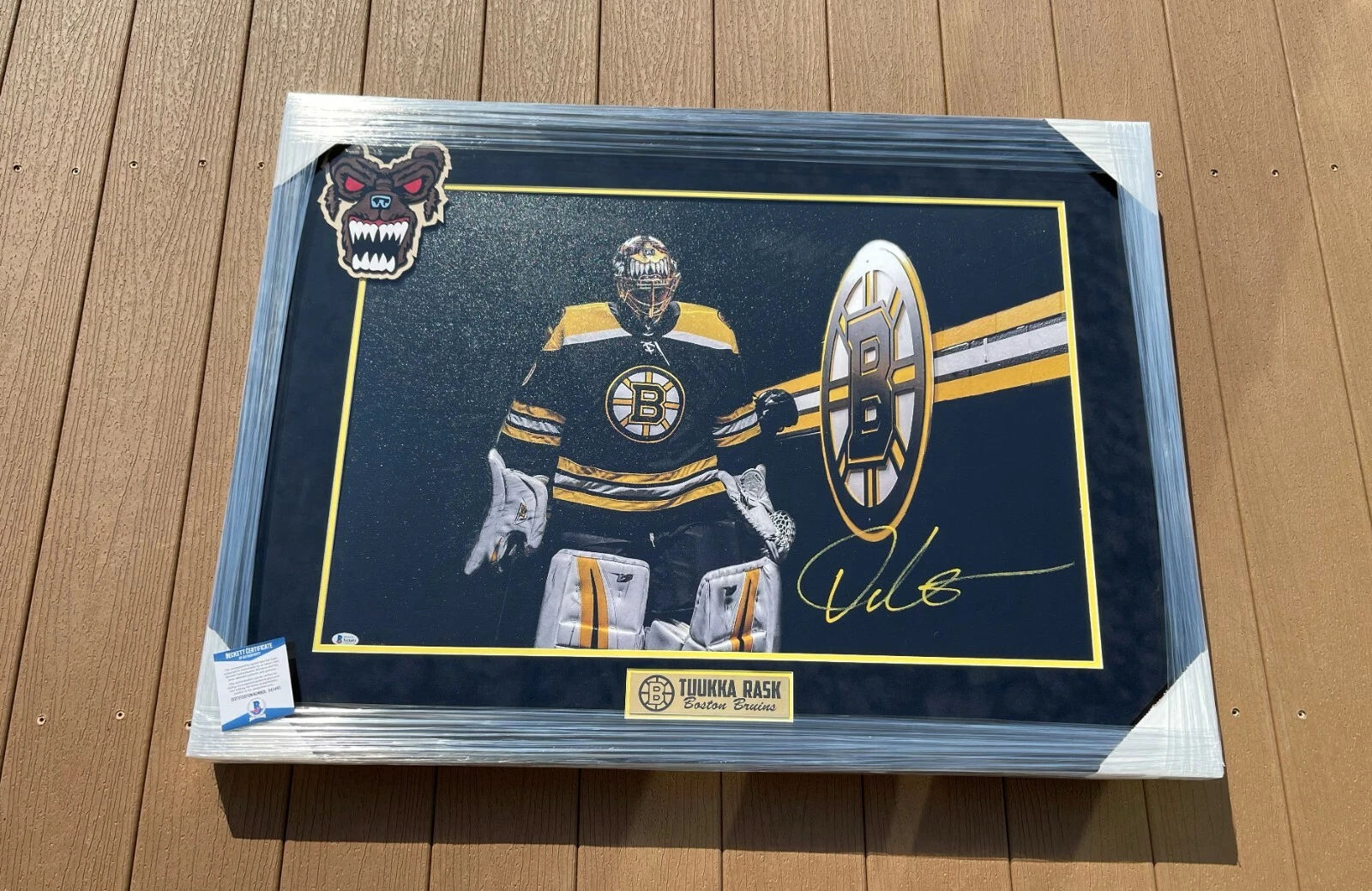 Tuukka Rask Signed Boston Bruins Giant 28x38 Framed Canvas Beckett COA
