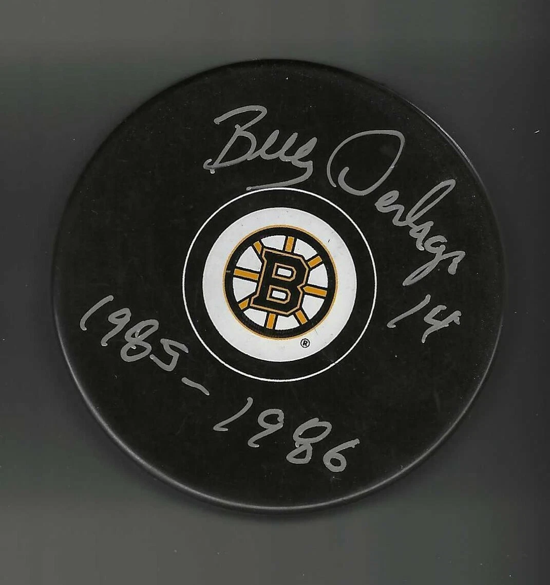 Bill Derlago Signed Boston Bruins Puck
