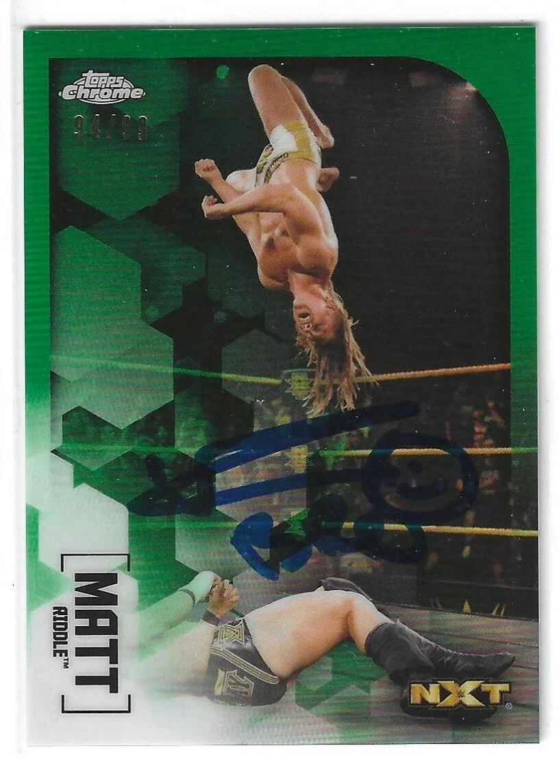 Matt Riddle Signed 2020 Topps Chrome NXT Green Card #87 WWE 94/99
