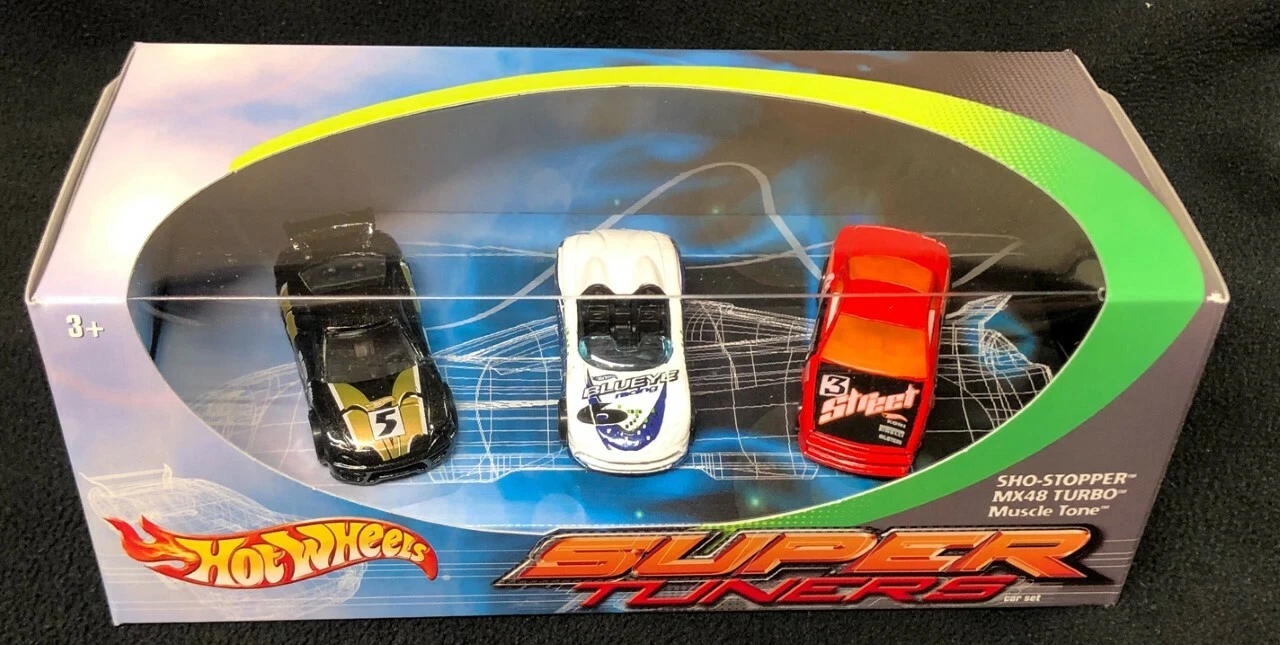 Hot Wheels Super Tuners Car Set Sho-Stopper, MX48 Turbo & Muscle Tone Mint
