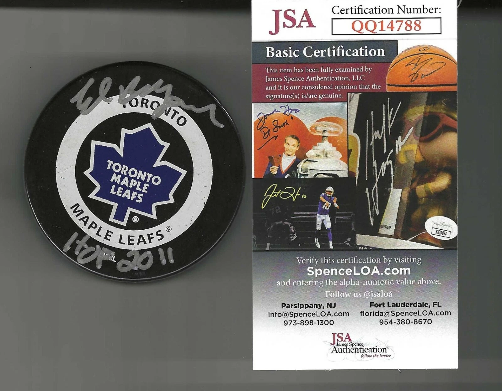 Ed Belfour Signed Toronto Maple Leafs Official Game Puck JSA COA
