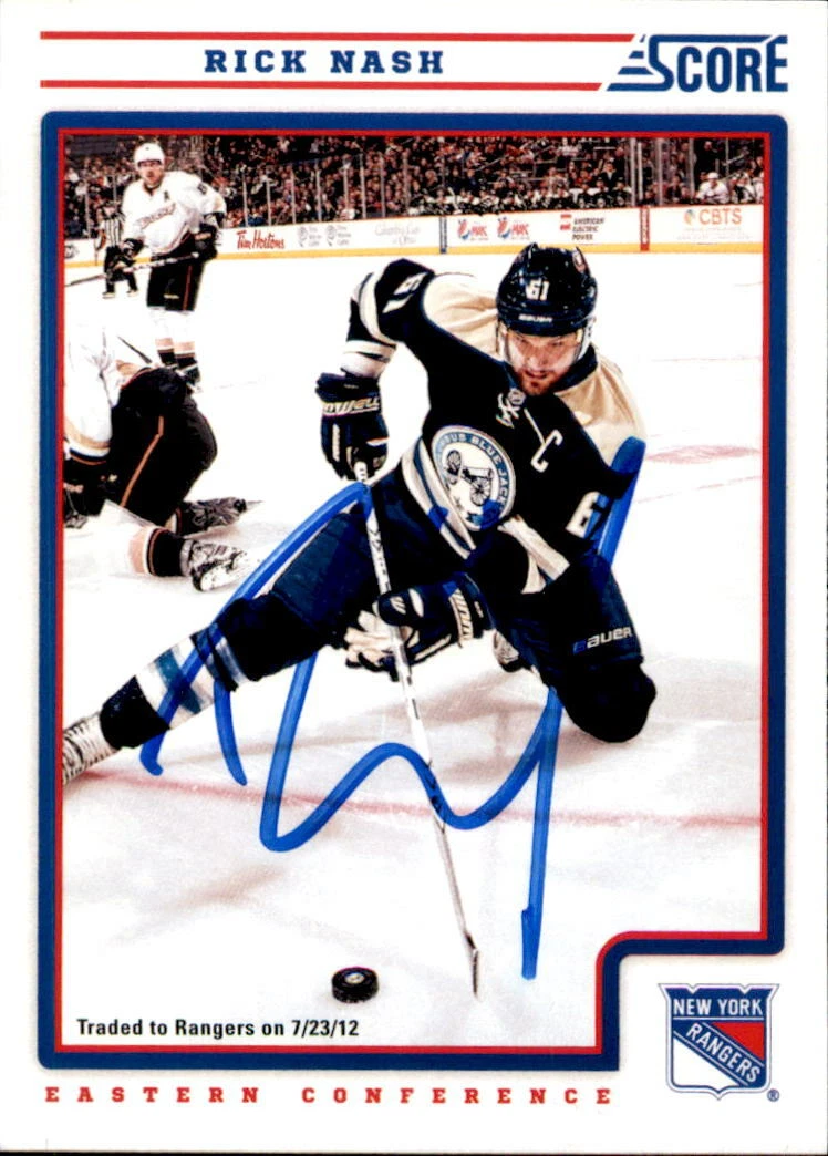 Rick Nash Signed 2012/13 Score Card #147 New York Rangers Blue Jackets
