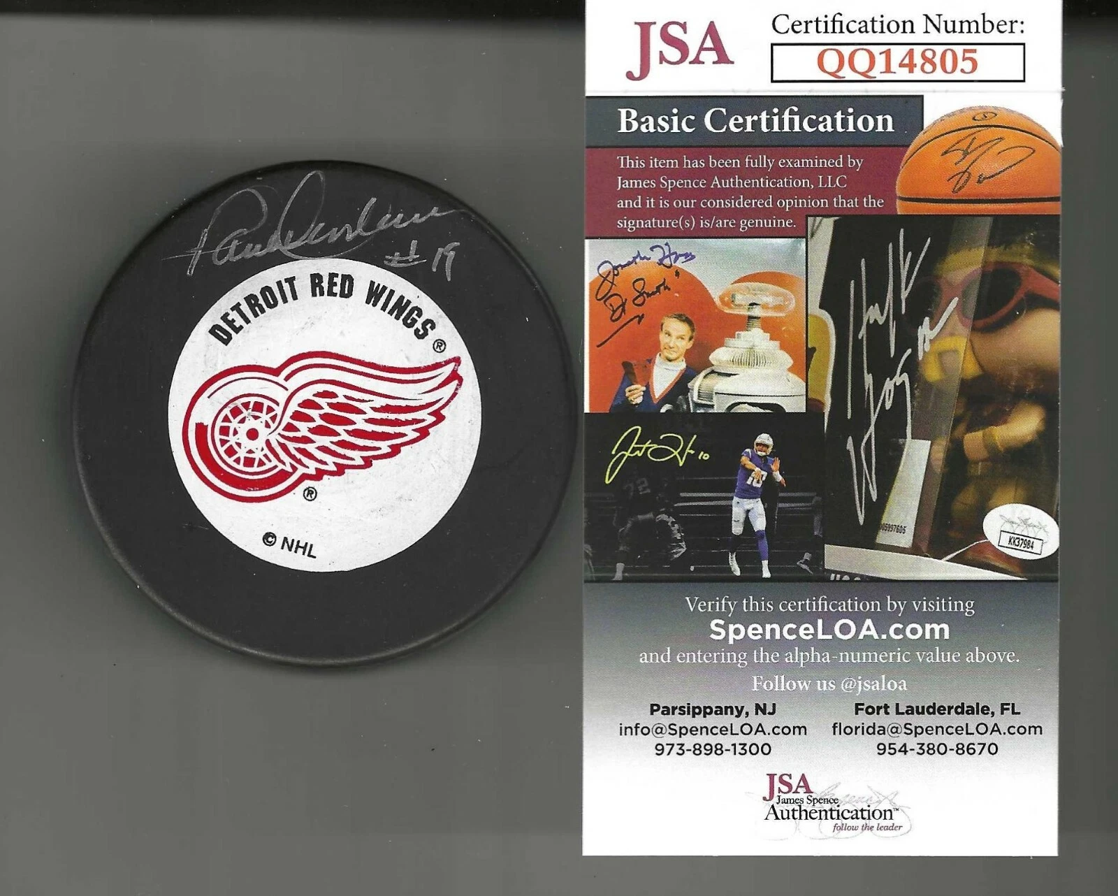 Paul Henderson Signed Detroit Red Wings Ravens Athletic Puck JSA COA QQ14805
