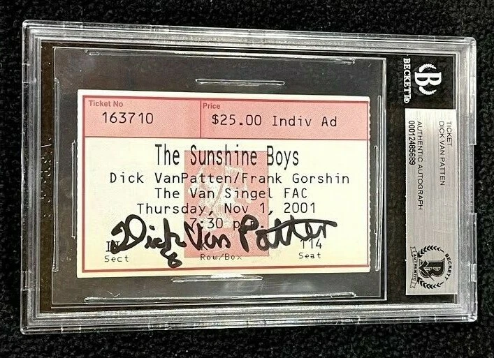 Dick Van Patten Signed The Sunshine Boys Ticket Stub Beckett Certified
