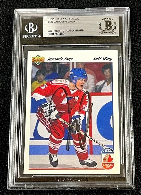 Jaromir Jagr Signed 1991/92 Upper Deck Card #20 Beckett Certified
