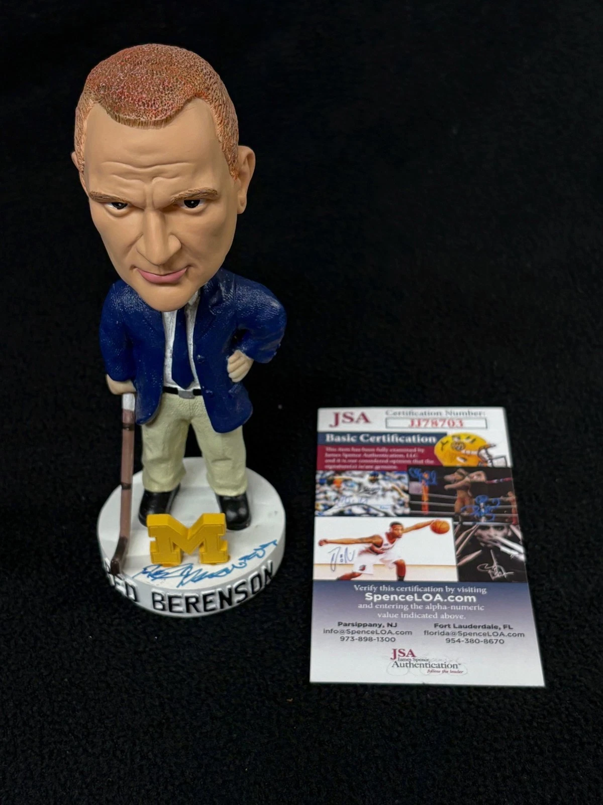 Red Berenson Signed Michigan Wolverines Team Issued Bobble Head JSA COA
