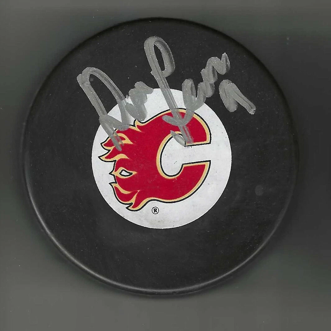 Don Lever Signed Calgary Flames Puck
