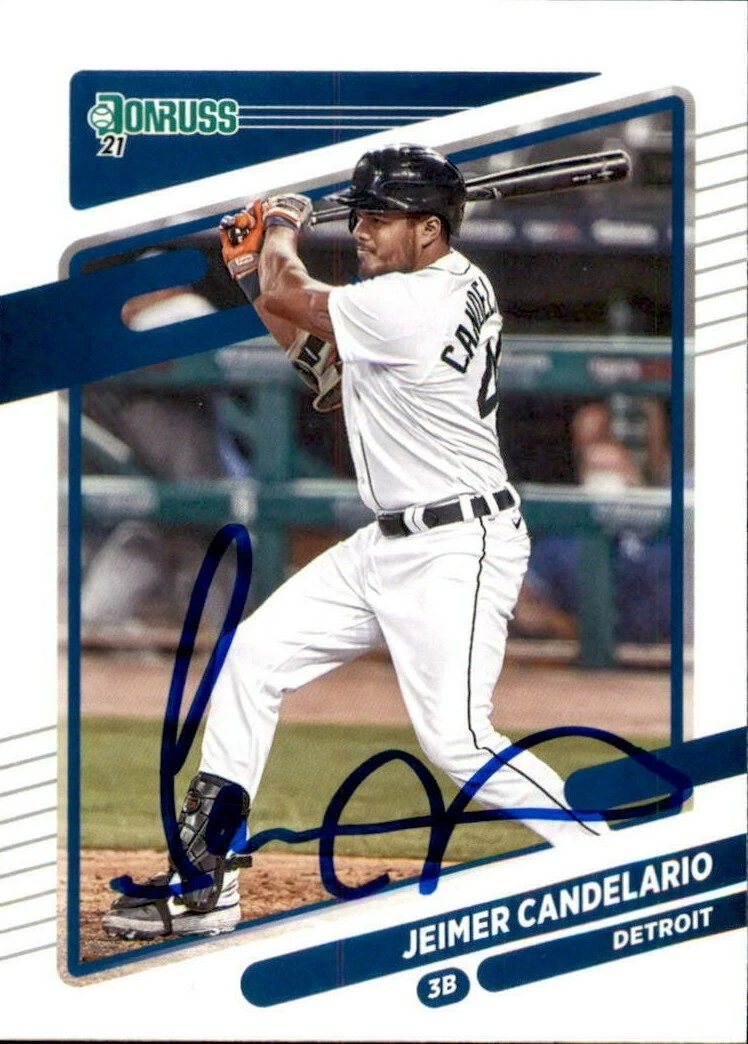 Jeimer Candelario Signed 2021 Donruss Card #92 Detroit Tigers

