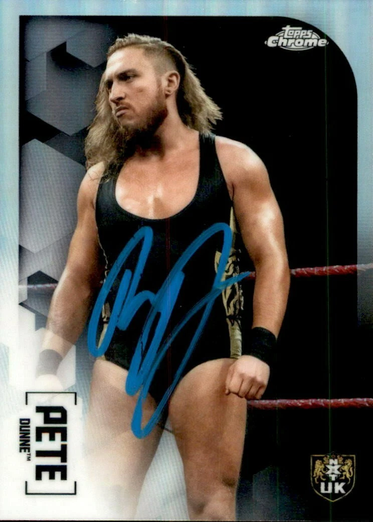 Pete Dunne Signed 2020 Topps Chrome WWE NXT UK Refractor Card #96
