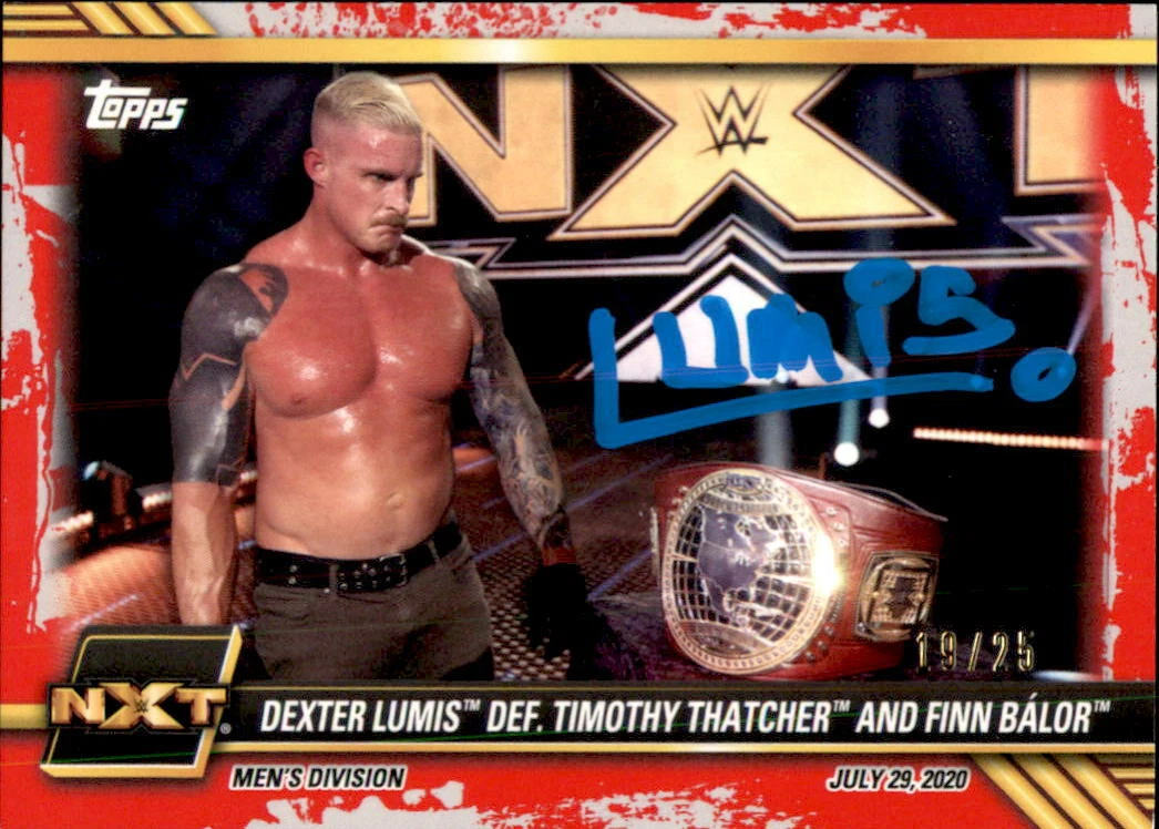Dexter Lumis Signed 2021 Topps WWE NXT Red Card #52 19/25
