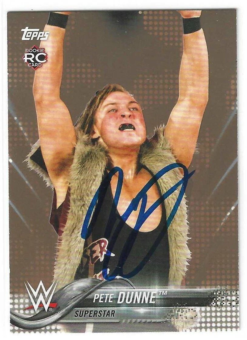 Pete Dunne Signed 2018 Topps WWE Superstar Bronze Rookie Card #74 NXT
