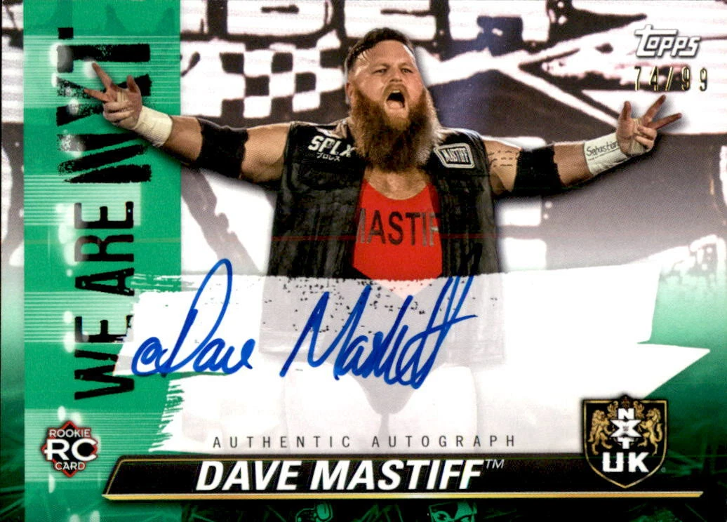 Dave Mastiff 2021 Topps WWE NXT Authentic Autograph Green Rookie Card A-DM 74/99
