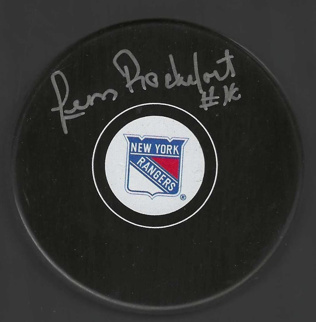 Leon Rochefort Signed New York Rangers Puck
