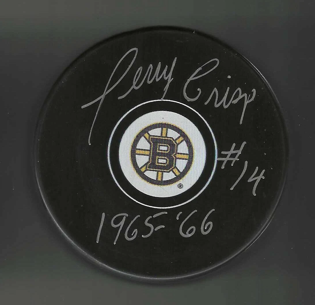 Terry Crisp Signed & Inscribed Boston Bruins Puck

