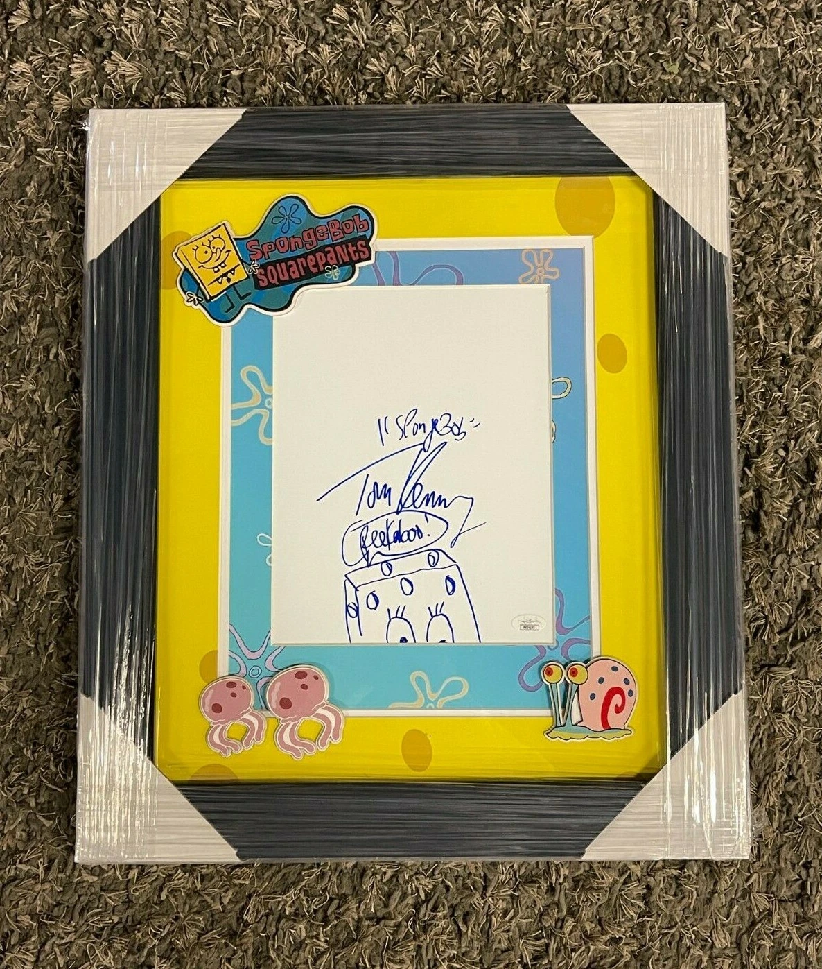 TOM KENNY SIGNED FRAMED SPONGEBOB SQUAREPANTS SKETCH JSA COA COLLECTIBLE MEMORABILIA