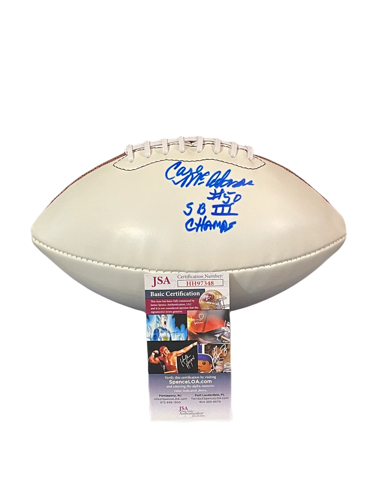 Carl McAdams New York Jets Super Bowl III Champ Signed Autograph Football JSA
