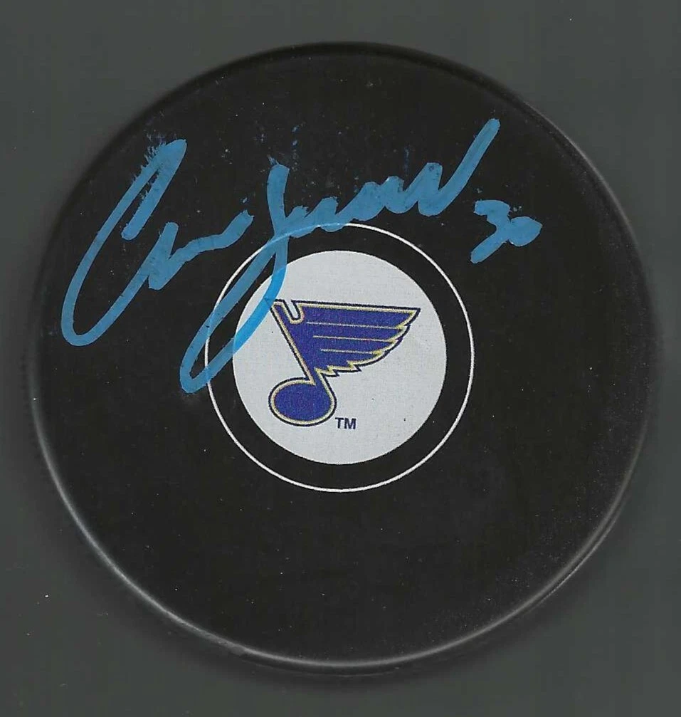Chris Osgood Signed St Louis Blues Puck Signed In Blue
