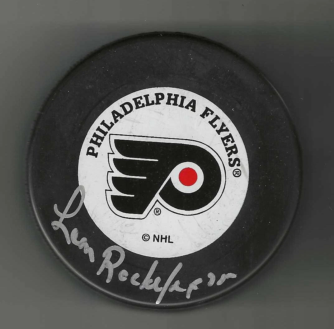 Leon Rochefort Signed Philadelphia Flyers Trench Puck

