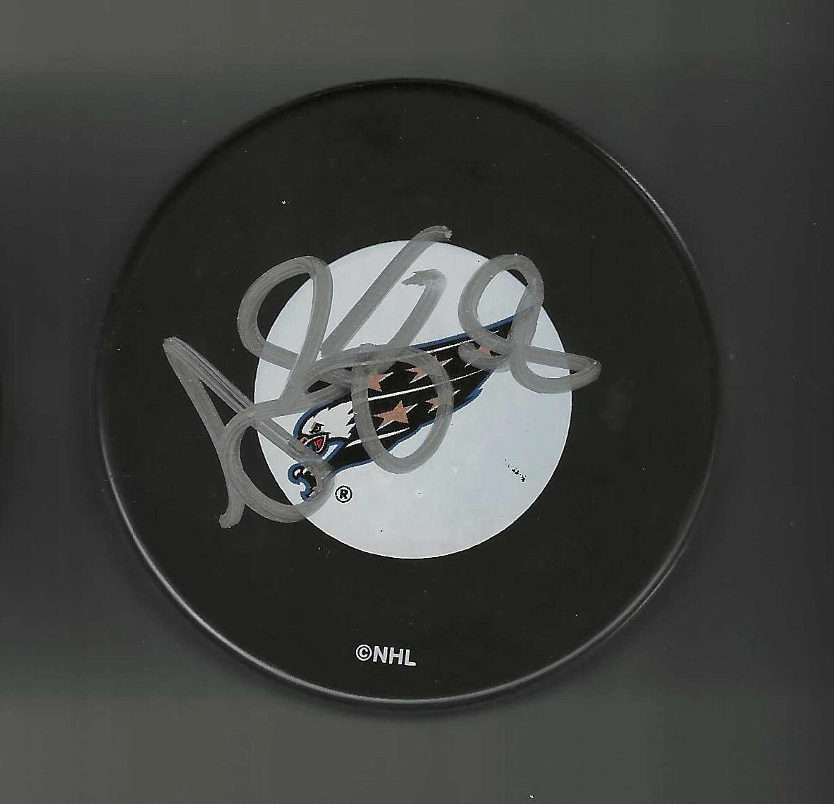 Andrew Brunette Signed Washington Capitals Eagle Logo Puck
