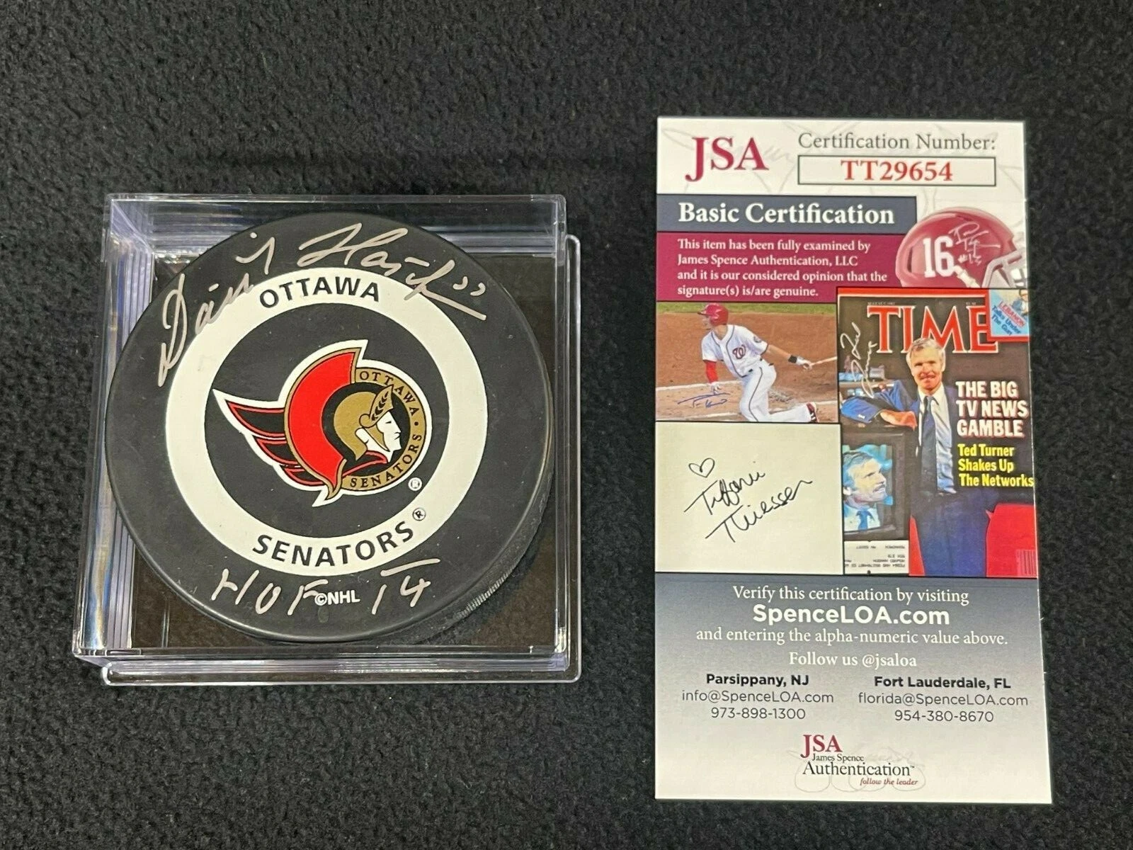 Dominik Hasek Signed & Inscribed Ottawa Senators Official Game Puck JSA COA

