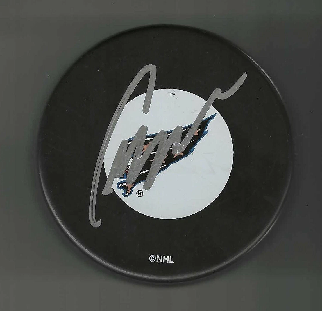 Craig Berube Signed Washington Capitals Eagle Logo Puck St Louis Blues
