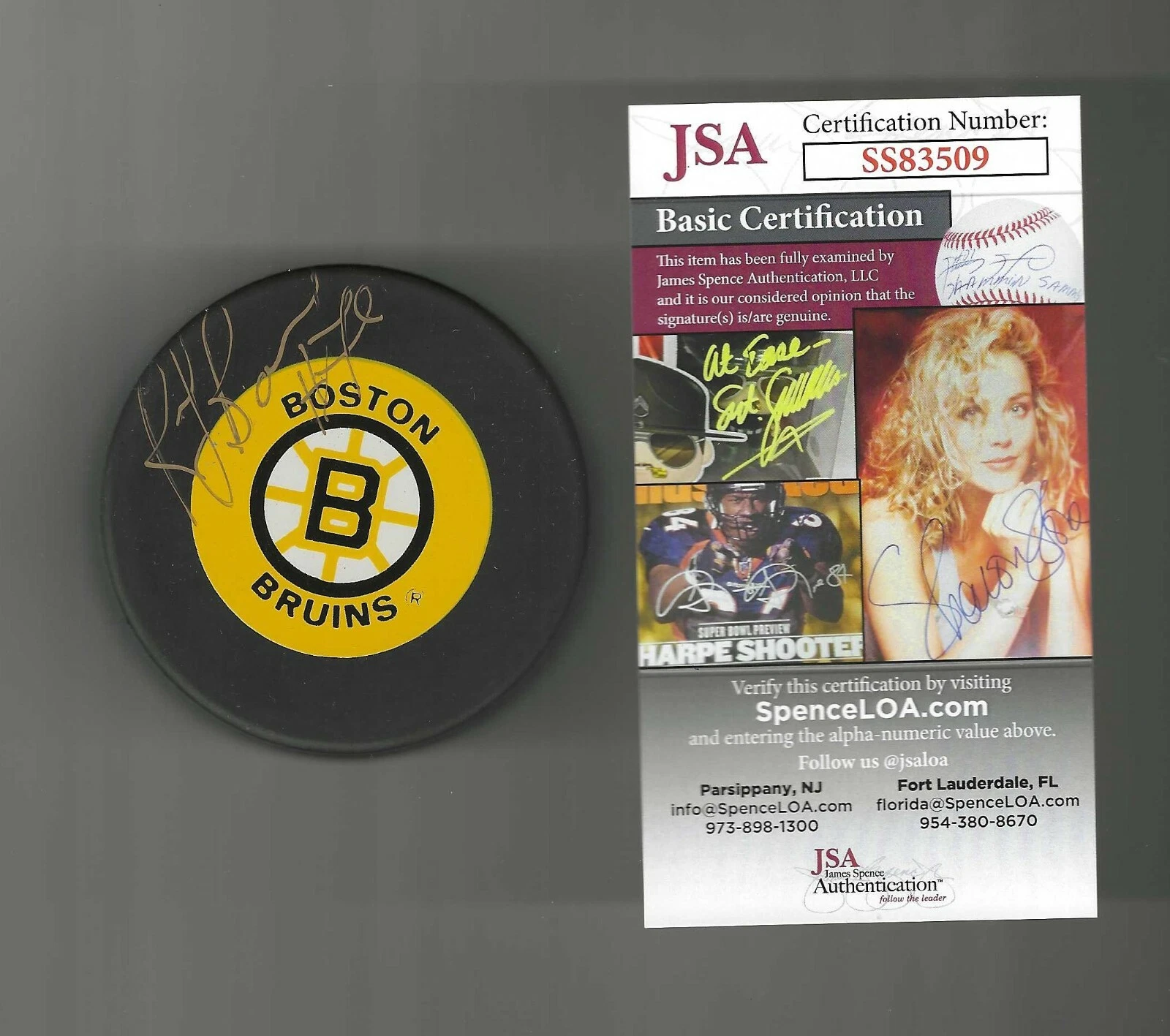 Ray Bourque Signed Boston Bruins Trench Official Game Puck JSA COA
