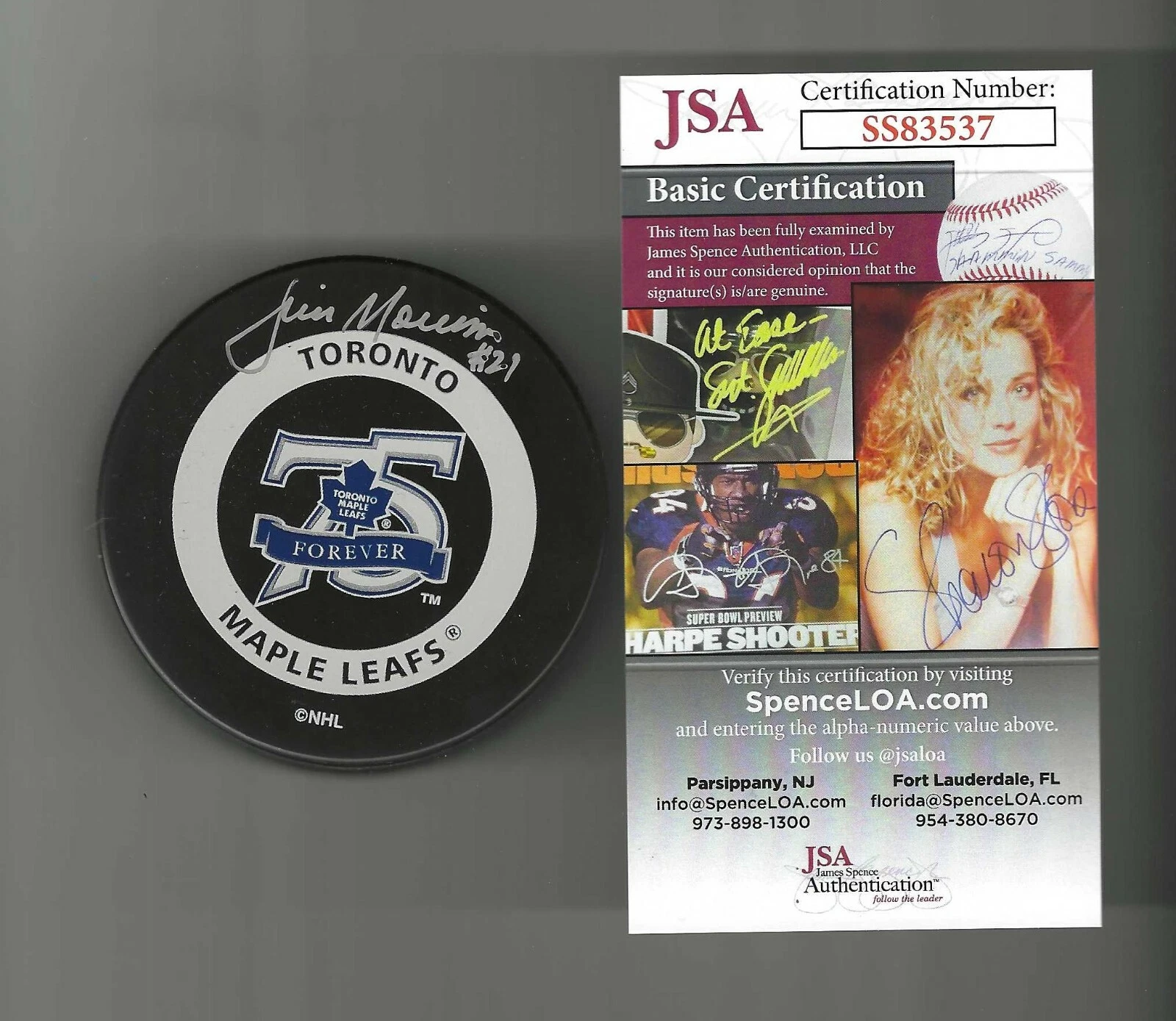 Jim Morrison Signed Toronto Maple Leafs 75th Anniversary Game Puck JSA COA
