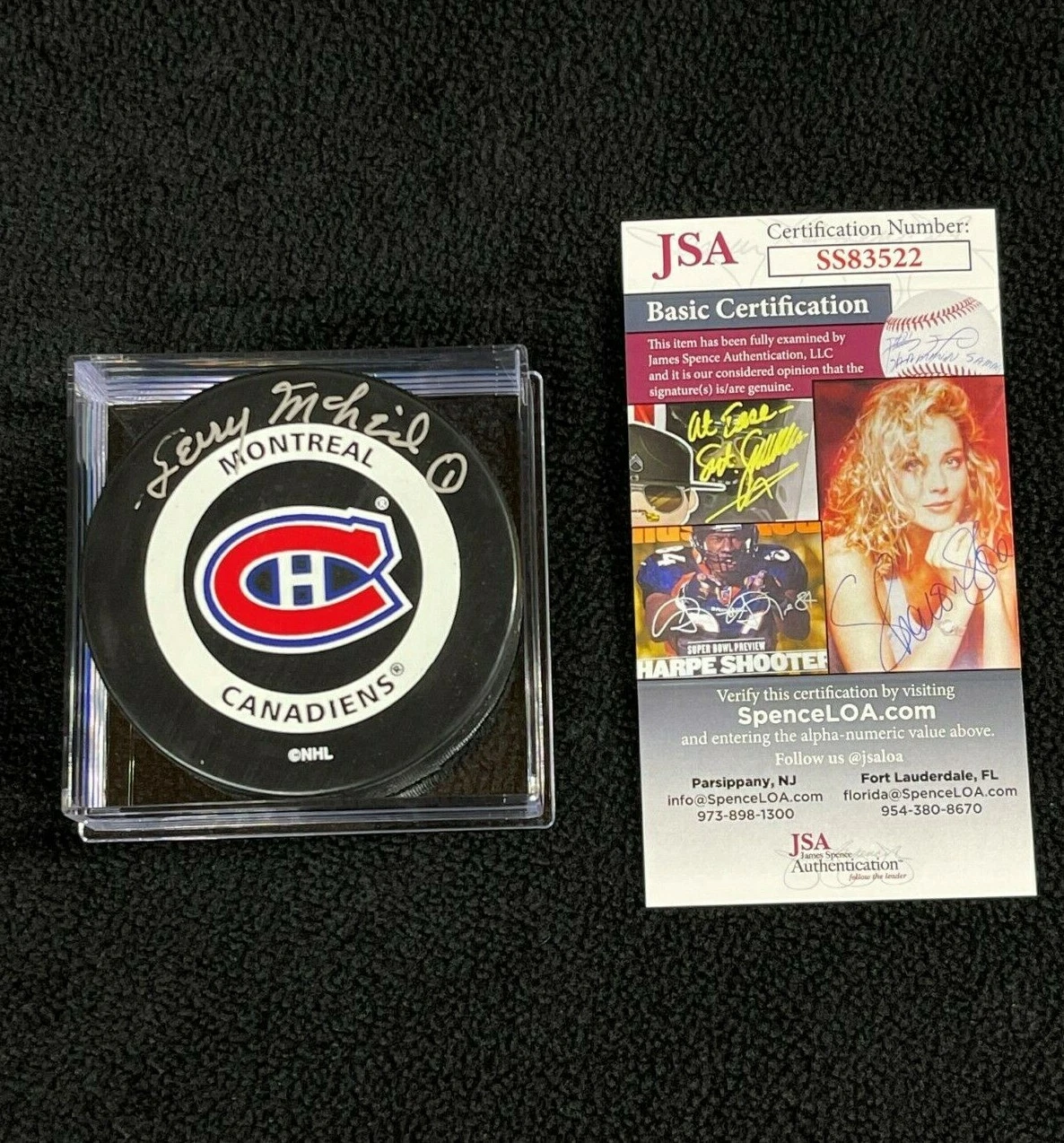 Gerry McNeil Signed Montreal Canadiens Official Game Puck JSA COA
