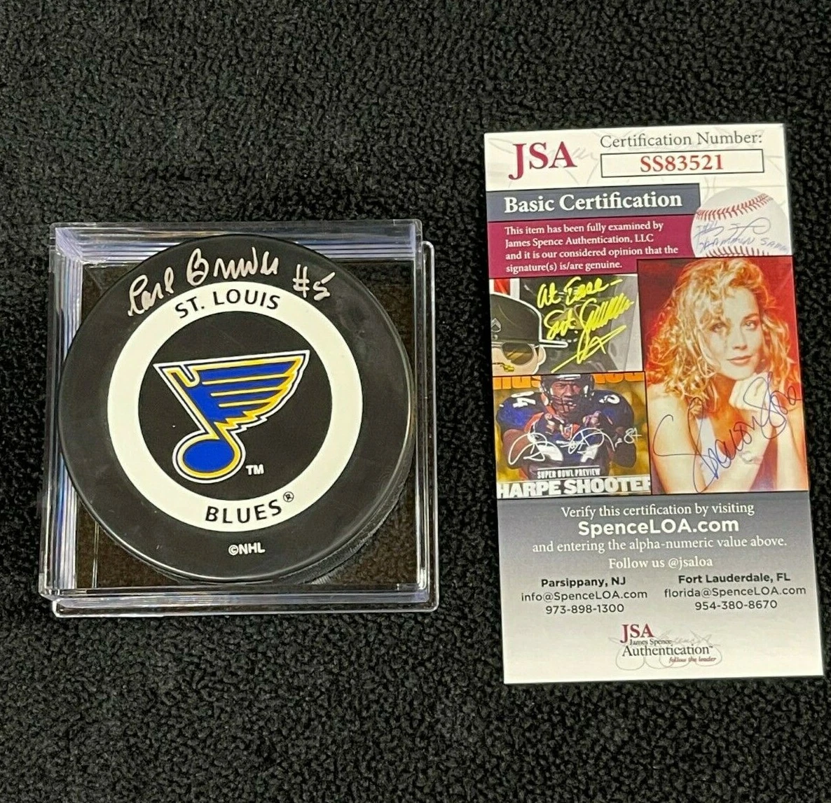 Carl Brewer Signed St Louis Blues Official Game Puck JSA COA
