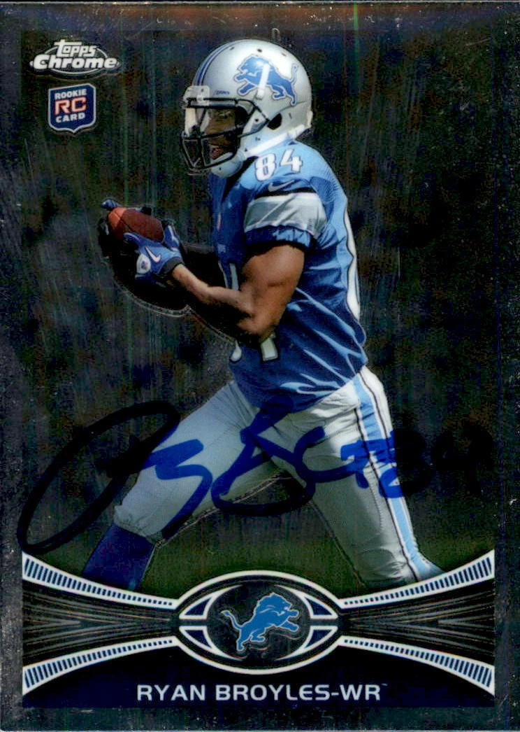 Ryan Broyles Signed 2012 Topps Chrome Rookie Card #186 Detroit Lions
