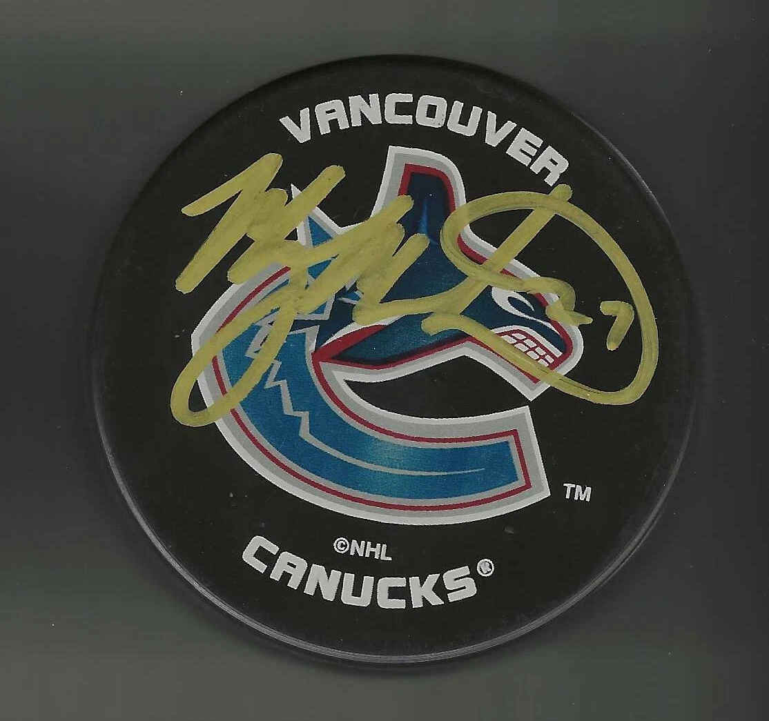 Manny Malhotra Signed Vancouver Canucks Souvenir Puck
