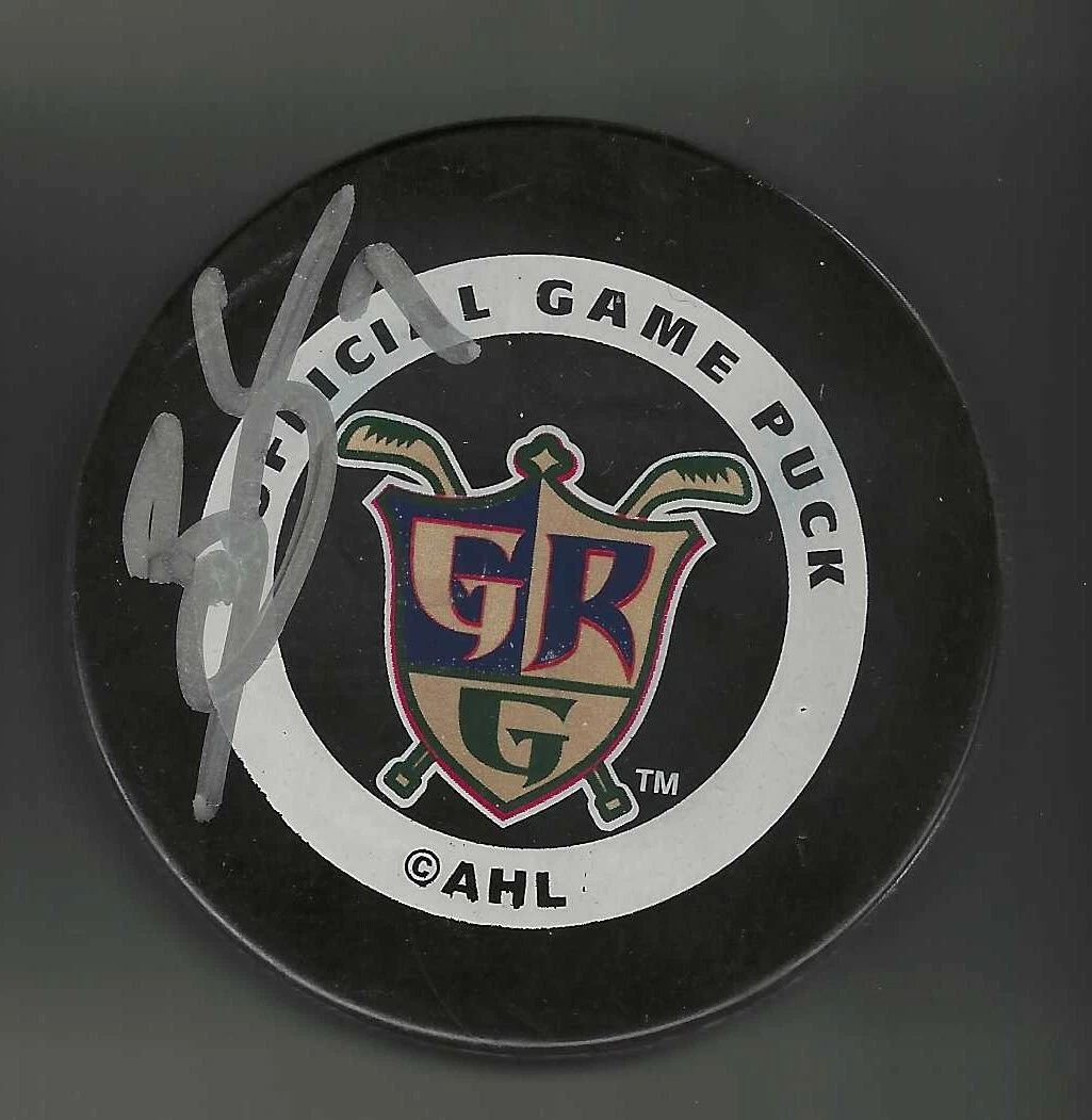 Brendan Smith Signed Grand Rapids Griffins Official Game Puck Detroit Red Wings
