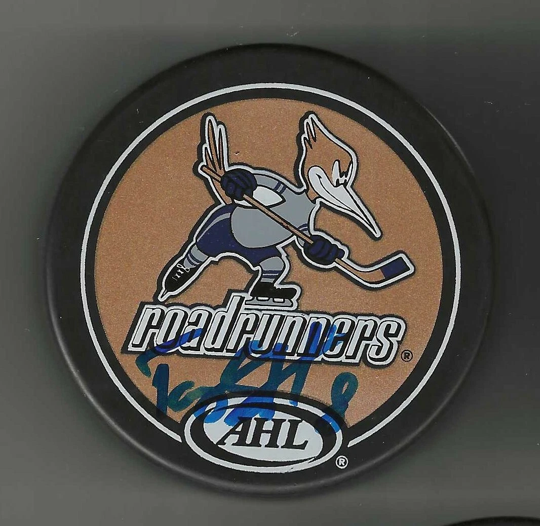 Tony Salmelainen Signed Edmonton Roadrunners Souvenir Puck Oilers
