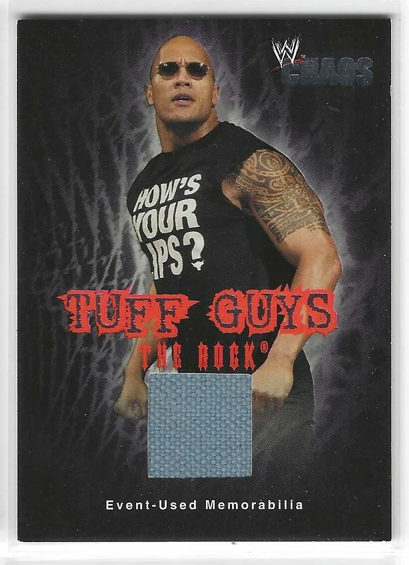 The Rock 2004 Fleer WWE Chaos Tuff Guys Event-Used Mamorabilia Card TG-TA
