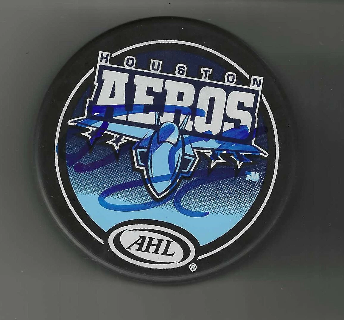Pierre-Marc Bouchard Signed Houston Aeros Souvenir Puck Minnesota Wild
